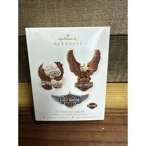 Harley-Davidson An American Legend 3 Hallmark Keepsake Ornaments In Box